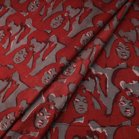 Red Natural Dyed Cotton Bindaas Block Print Fabric