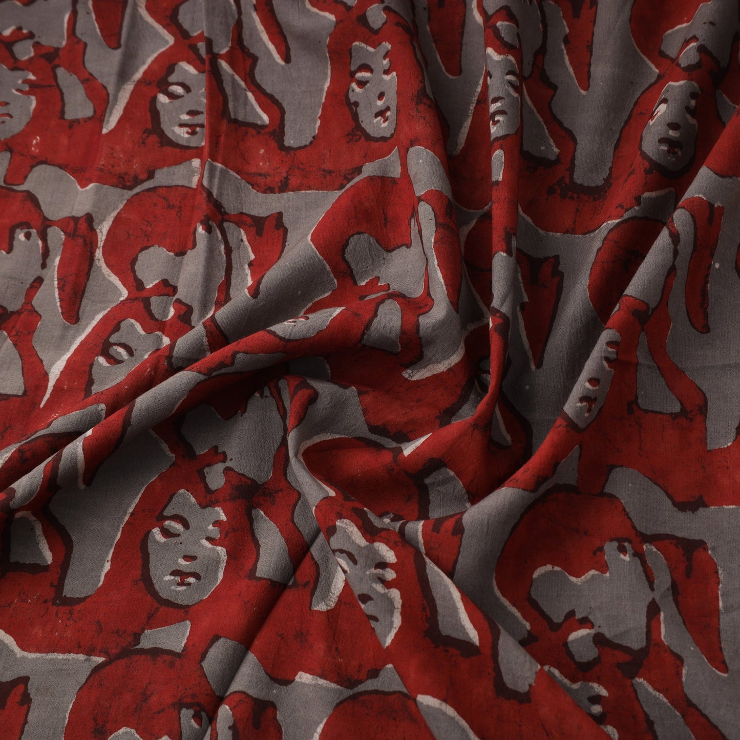 Red Natural Dyed Cotton Bindaas Block Print Fabric