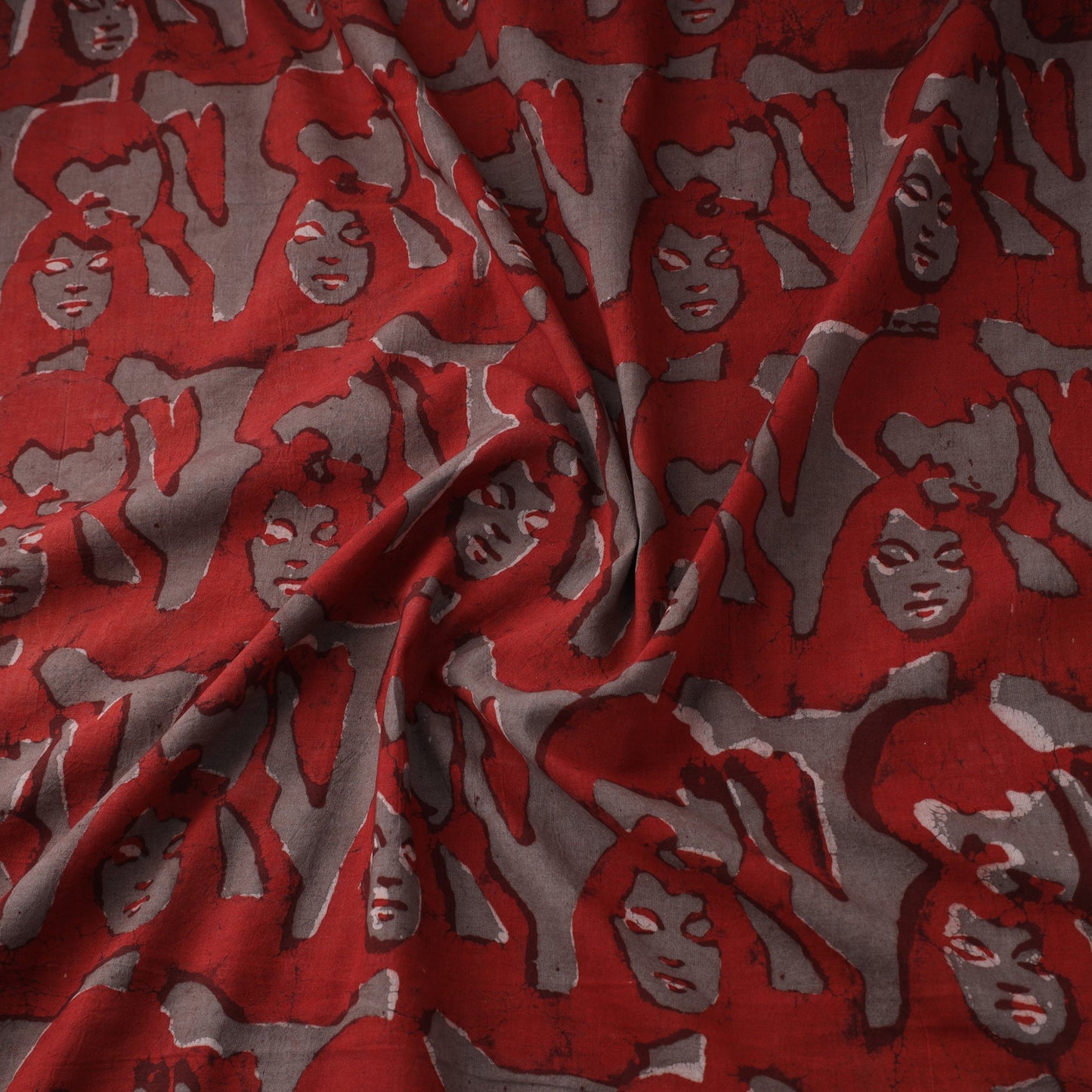 Red Natural Dyed Cotton Bindaas Block Print Fabric