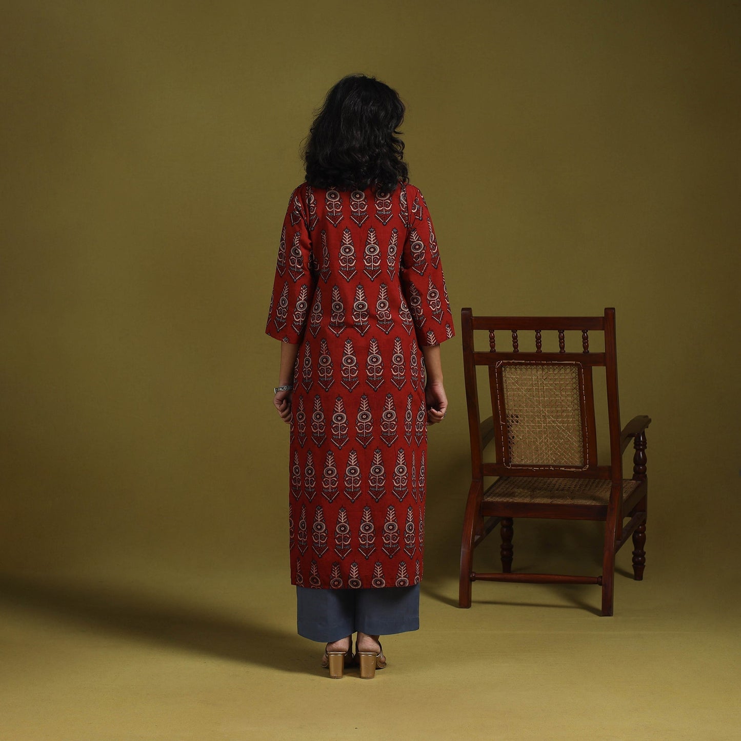 Natural dyed cotton straight kurta for women 05