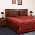 Red - natural dyed cotton double bed sheet set 03