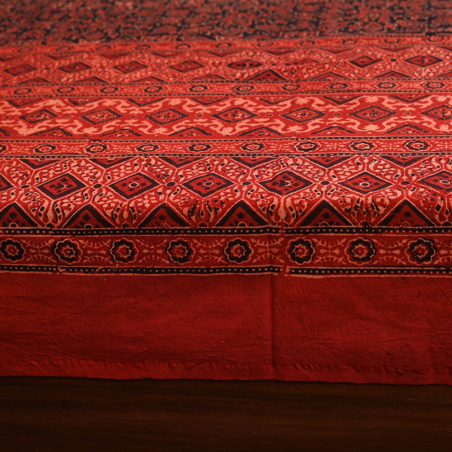 Red - natural dyed cotton double bed sheet set 03