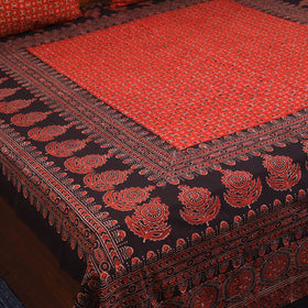 Red - natural dyed cotton double bed sheet set 04