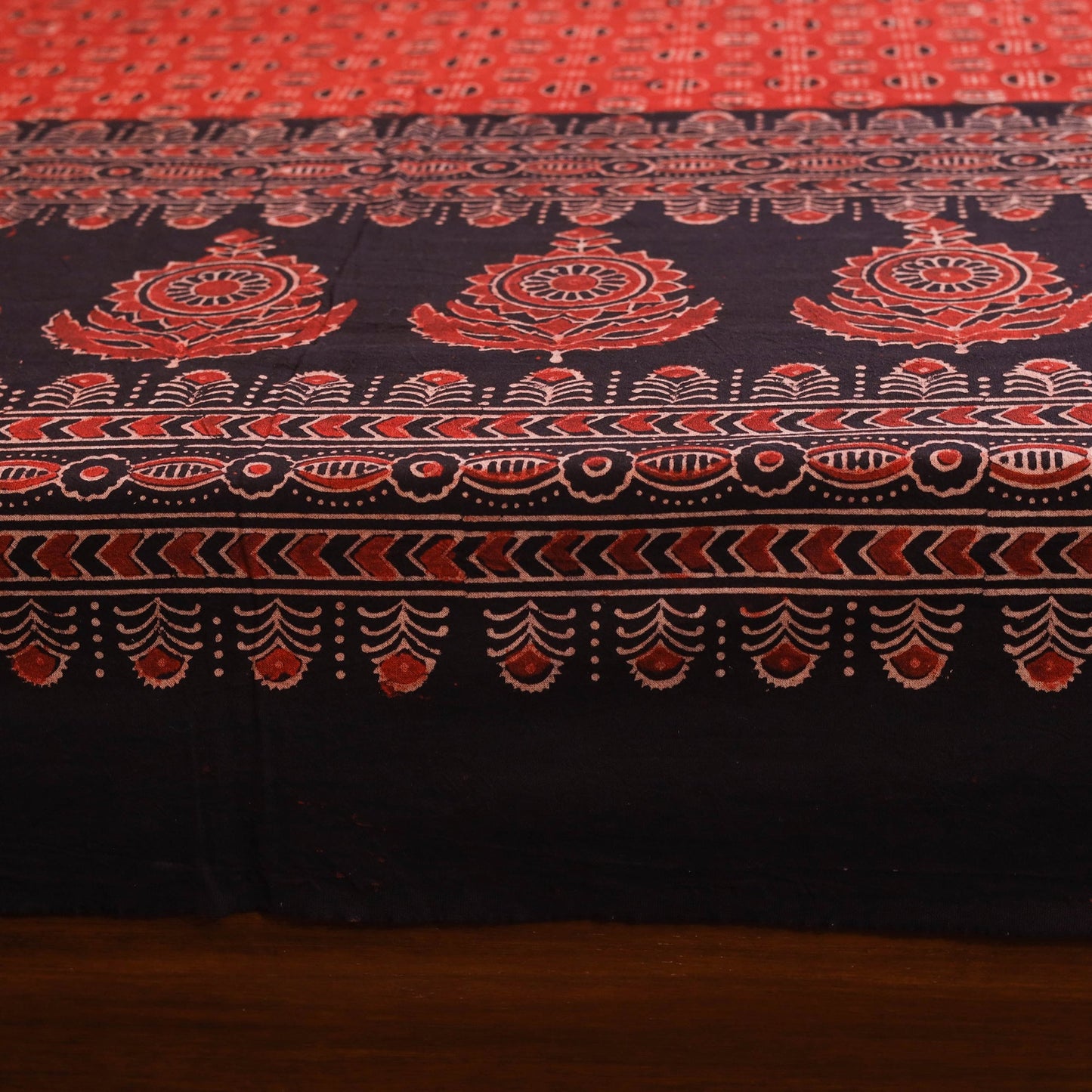 Red - natural dyed cotton double bed sheet set 04