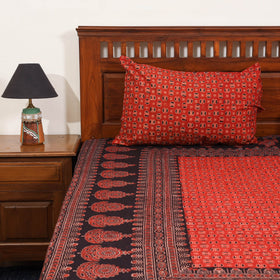 Red - natural dyed cotton double bed sheet set 04