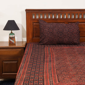 Red - natural dyed cotton double bed sheet set 05