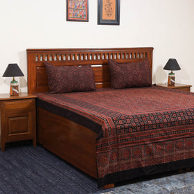 Red - natural dyed cotton double bed sheet set 05