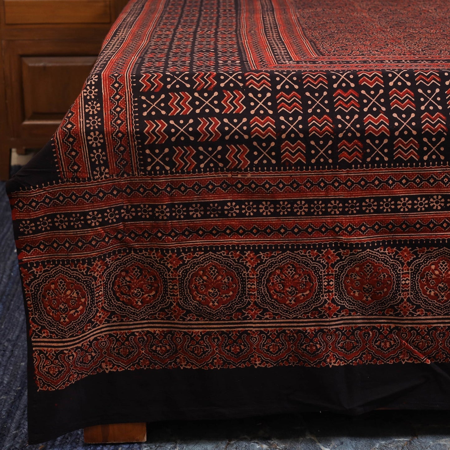 Red - natural dyed cotton double bed sheet set 05