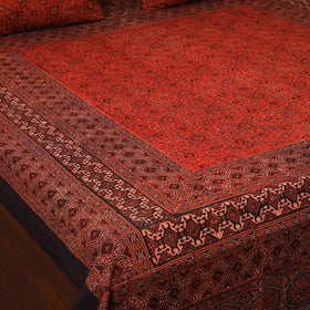 Red - natural dyed cotton double bed sheet set 06