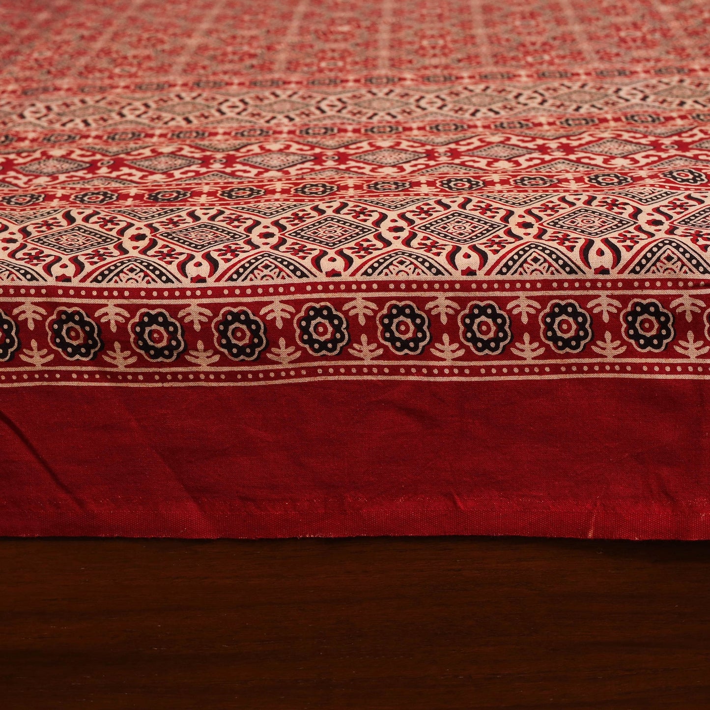 Red - natural dyed cotton double bed sheet set 06