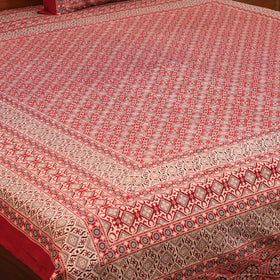 Red - natural dyed cotton double bed sheet set 06