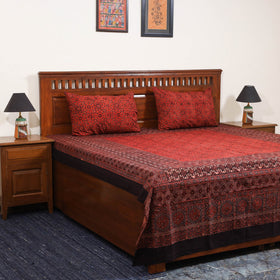 Red - natural dyed cotton double bed sheet set 06