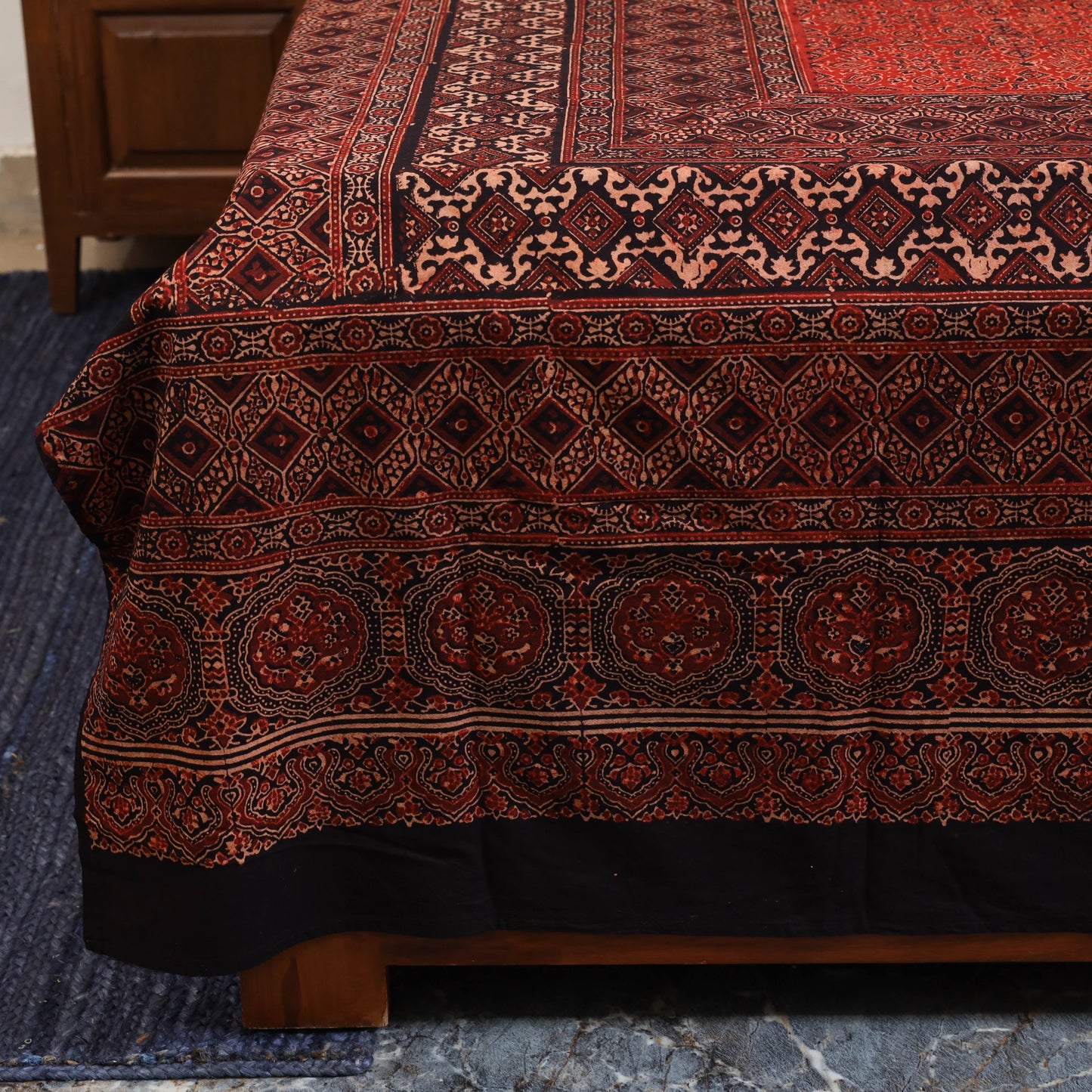 Red - natural dyed cotton double bed sheet set 08