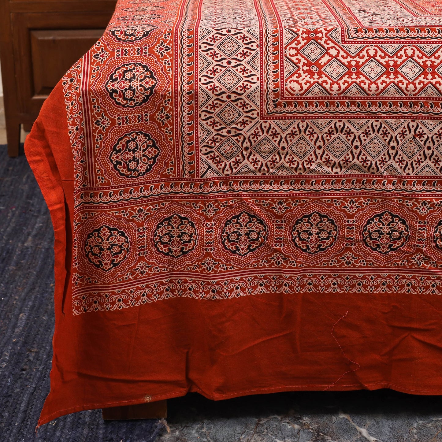 Red - natural dyed cotton double bed sheet set 08