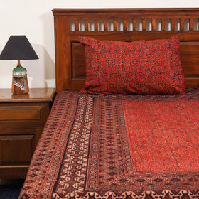 Red - natural dyed cotton double bed sheet set 08