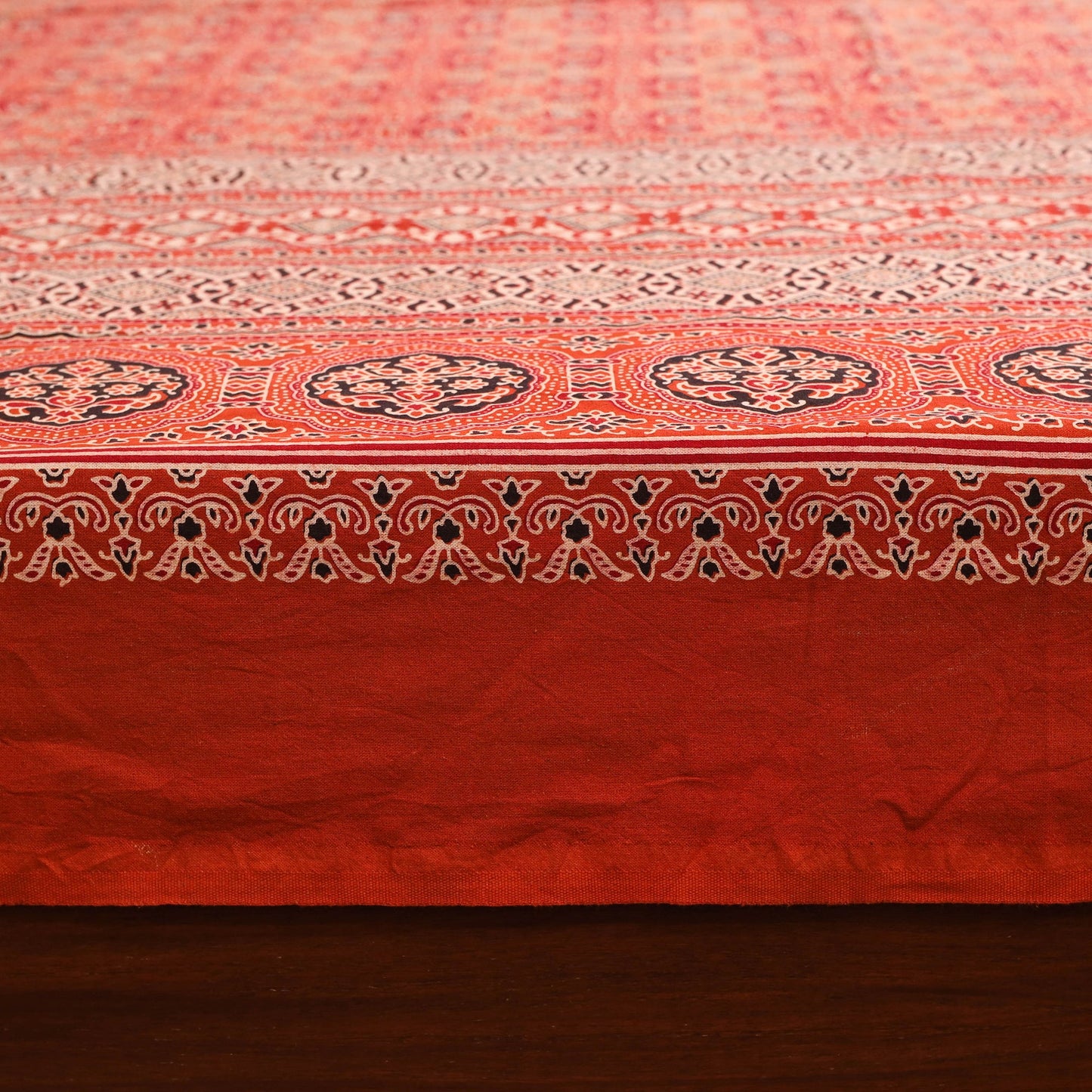 Red - natural dyed cotton double bed sheet set 08