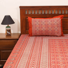 Red - natural dyed cotton double bed sheet set 08