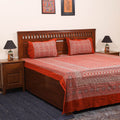 Red - natural dyed cotton double bed sheet set 08