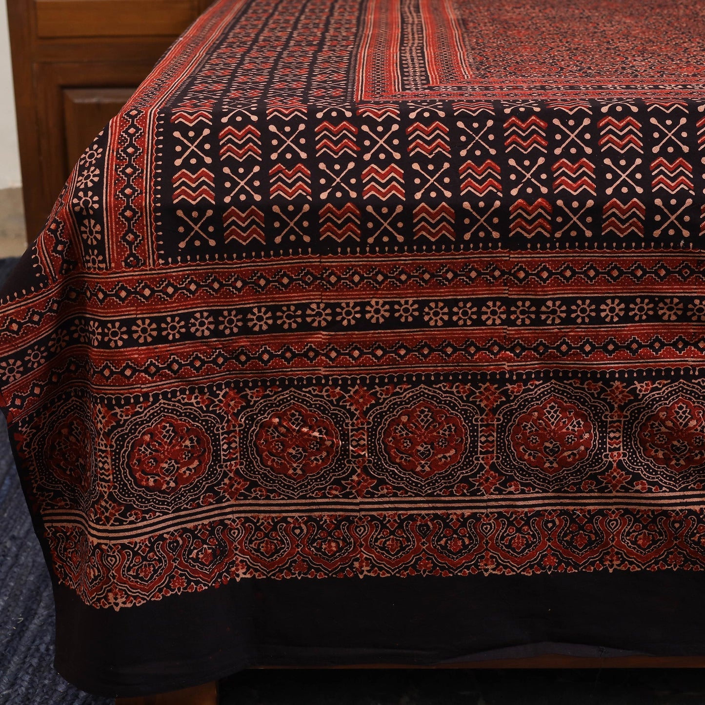 Red - natural dyed cotton double bed sheet set 09