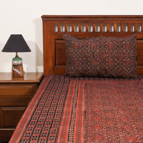 Red - natural dyed cotton double bed sheet set 09