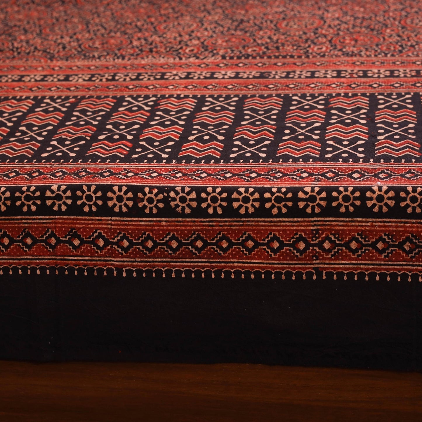 Red - natural dyed cotton double bed sheet set 09