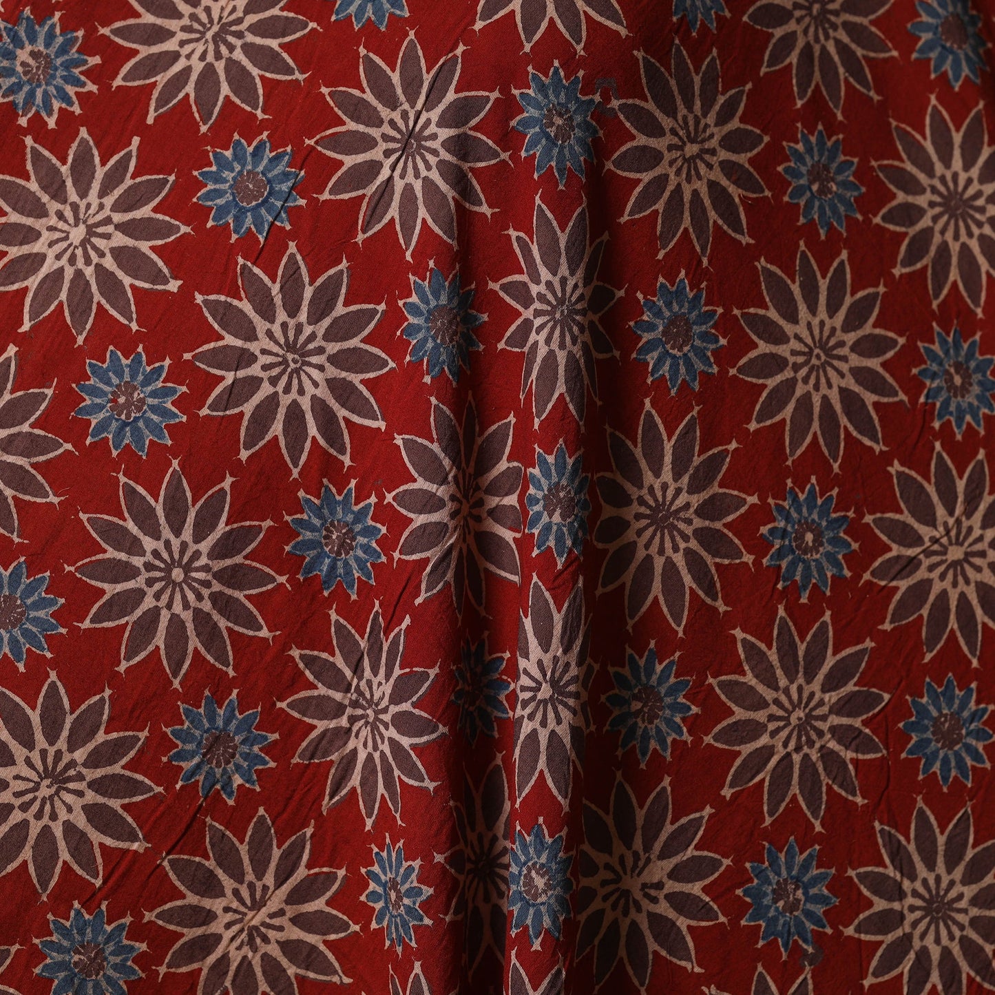 Red - natural dyed cotton fabric 03 - handcrafted