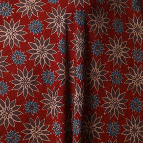 Red - natural dyed cotton fabric 03 - handcrafted