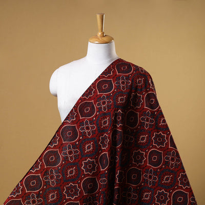 Red - natural dyed cotton fabric 15 - handcrafted