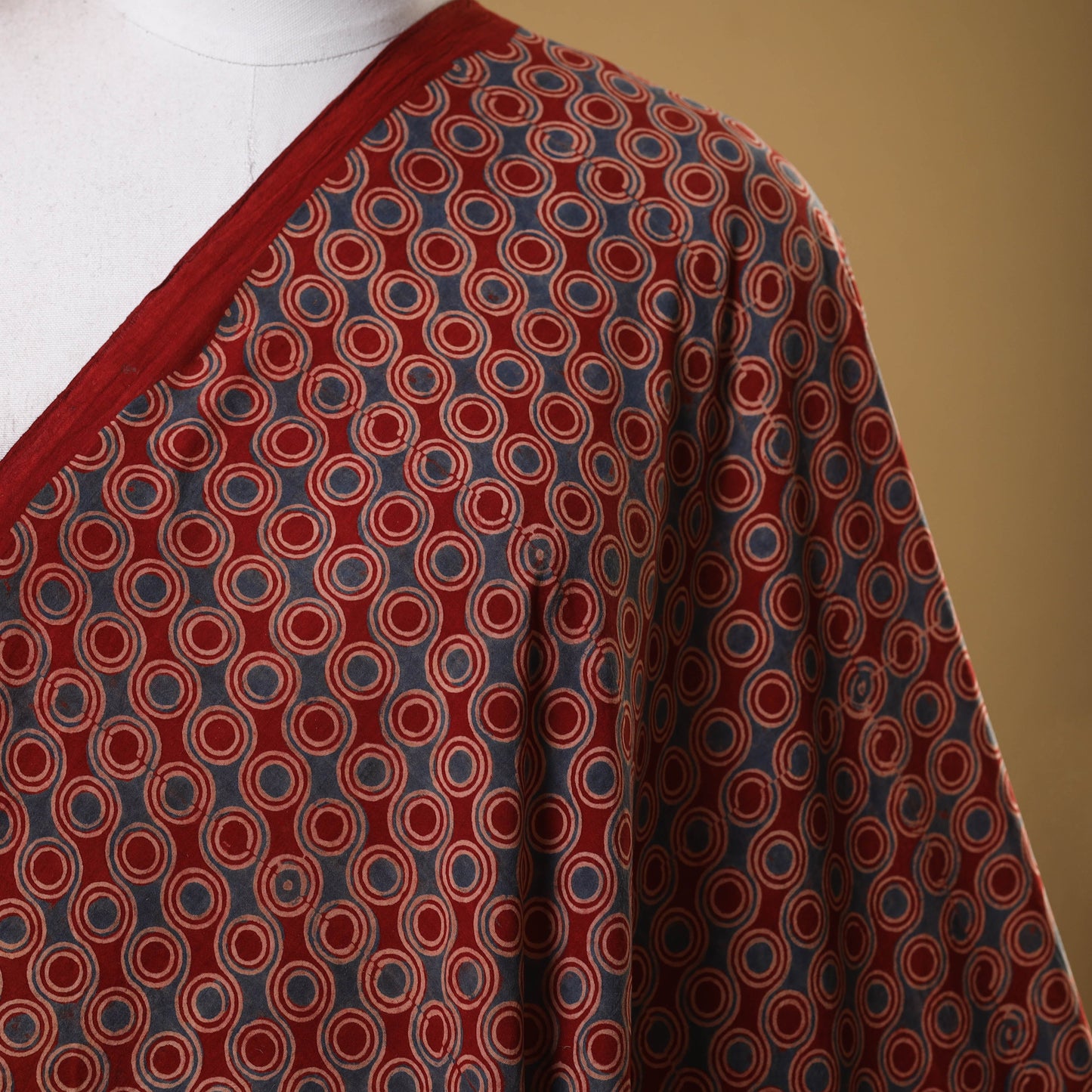 Red - natural dyed cotton fabric 17 - handcrafted