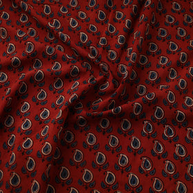 Red Natural Dyed Block Print Cotton Ajrakh Fabric