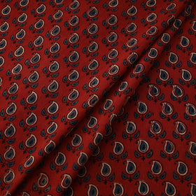 Red Natural Dyed Block Print Cotton Ajrakh Fabric