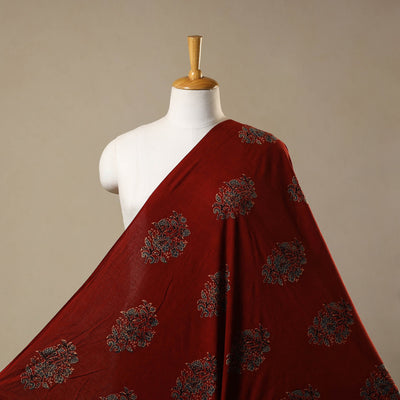 Red Natural Dyed Block Print Cotton Ajrakh Fabric