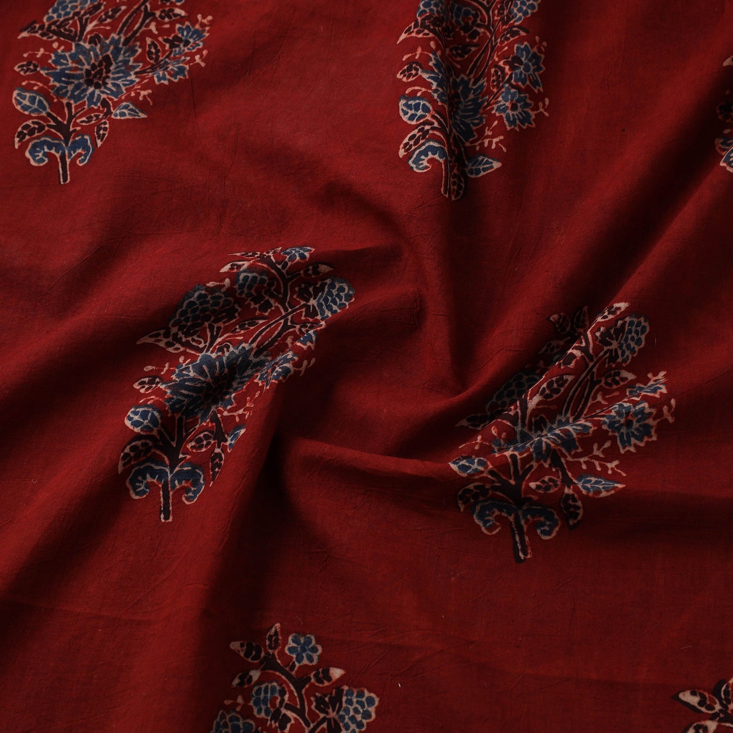 Red Natural Dyed Block Print Cotton Ajrakh Fabric