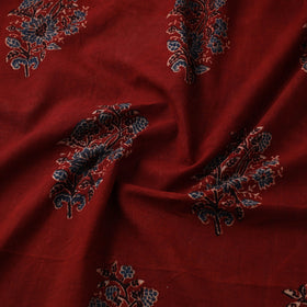 Red Natural Dyed Block Print Cotton Ajrakh Fabric