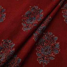 Red Natural Dyed Block Print Cotton Ajrakh Fabric