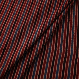 Red Natural Dyed Block Print Cotton Ajrakh Fabric