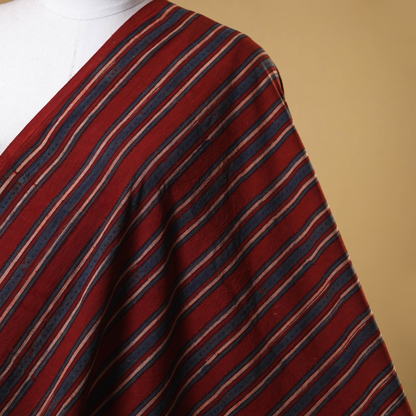 Red - natural dyed cotton fabric 27 - handcrafted