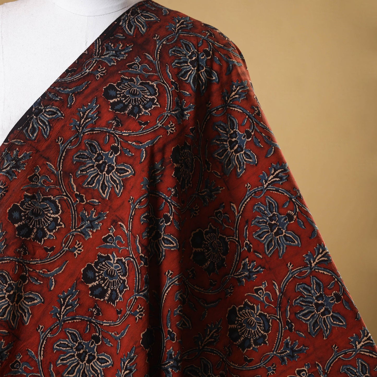 Red - natural dyed cotton fabric 57 - handcrafted