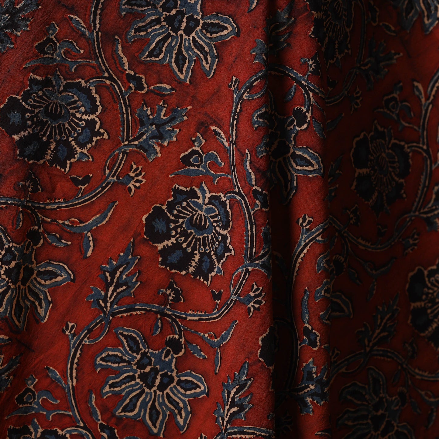 Red - natural dyed cotton fabric 57 - handcrafted