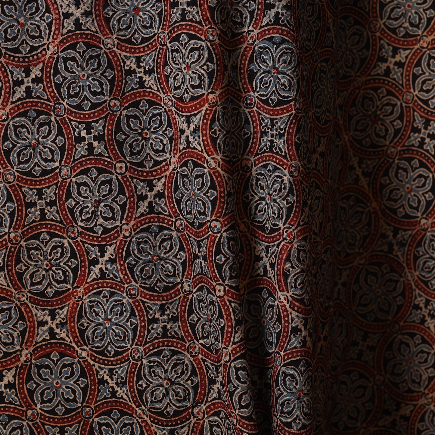 Red - natural dyed cotton fabric 62 - handcrafted