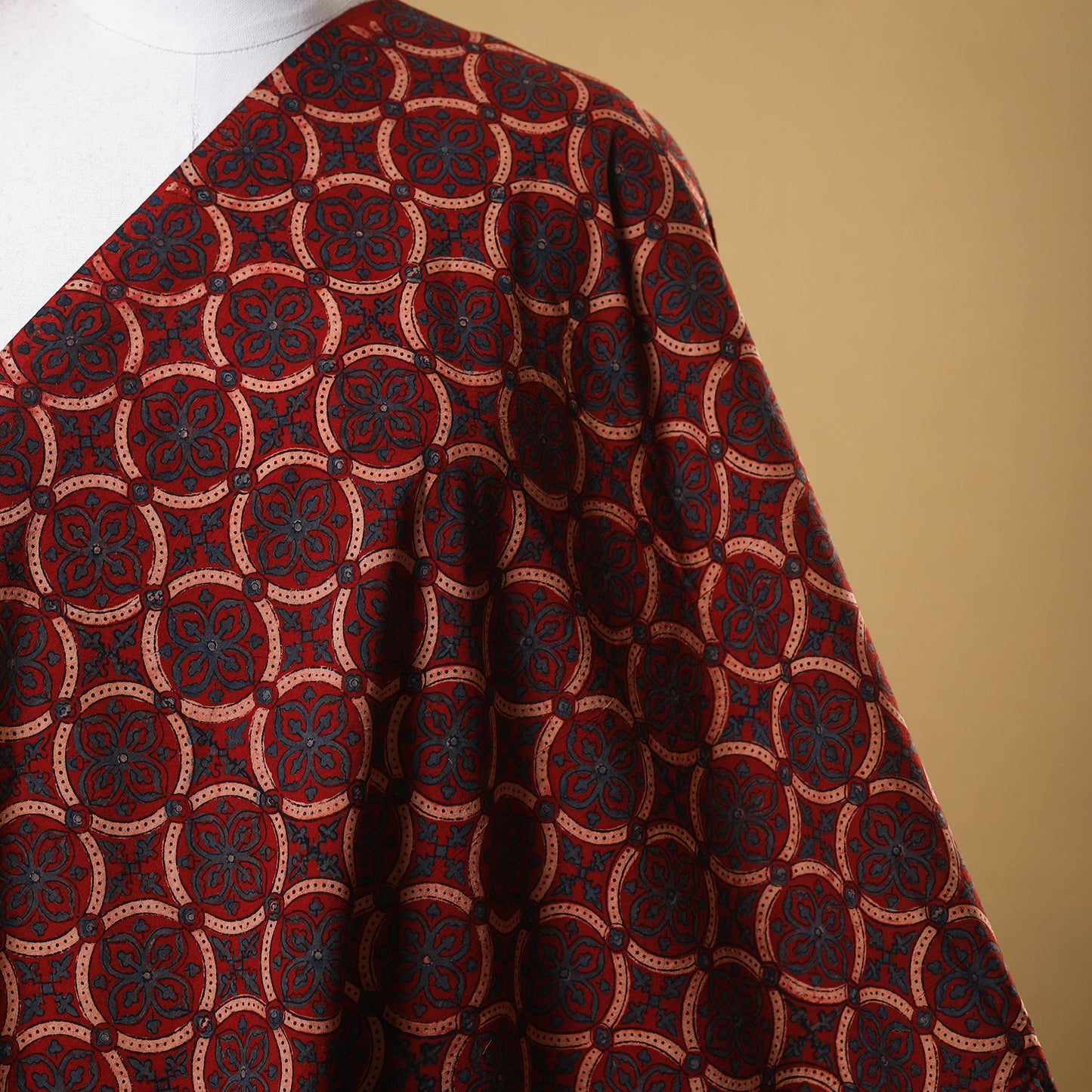 Red - natural dyed cotton fabric 65 - handcrafted