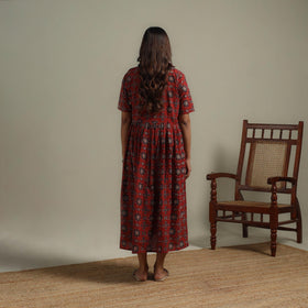 Natural dyed cotton flared dress 08 - handcrafted