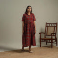 Natural dyed cotton flared dress 08 - handcrafted