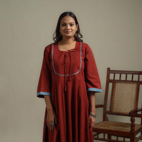 Natural dyed cotton flared dress 15 - handcrafted