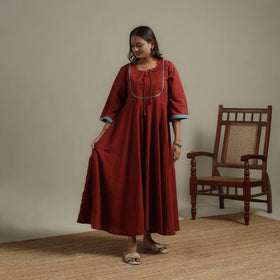 Natural dyed cotton flared dress 15 - handcrafted
