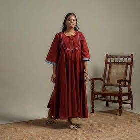 Natural dyed cotton flared dress 15 - handcrafted