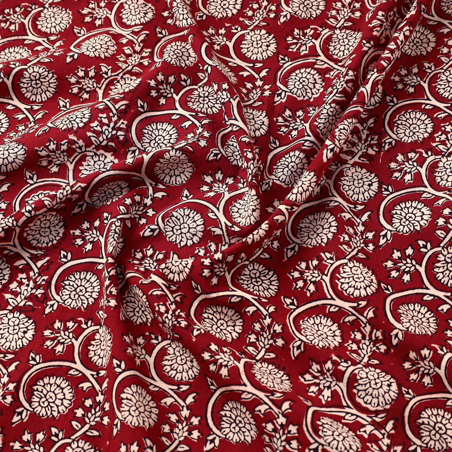 Red - natural dyed cotton hand bagh fabric 01 - handcrafted