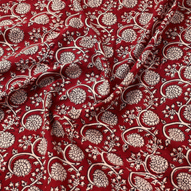 Red - natural dyed cotton hand bagh fabric 01 - handcrafted