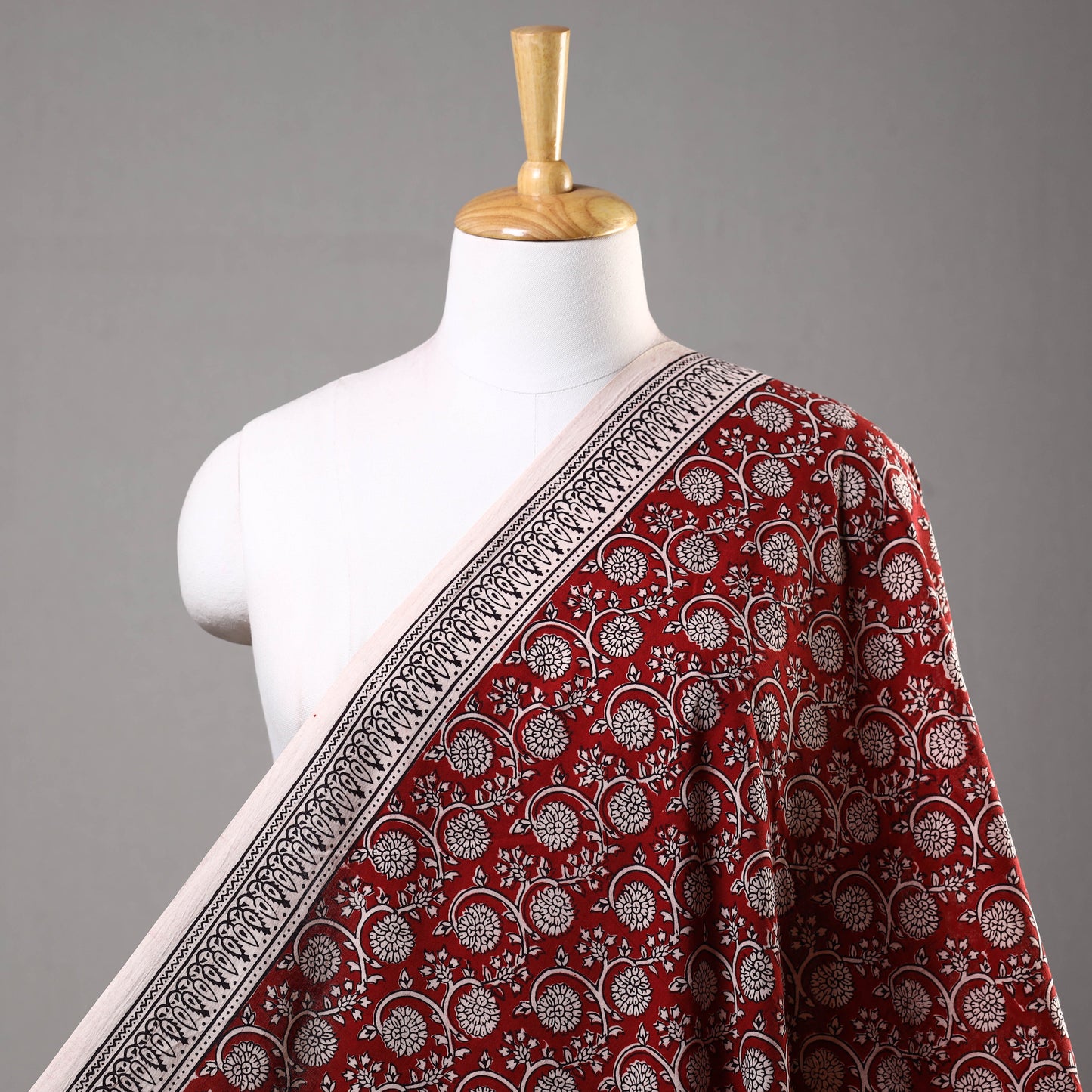 Red - natural dyed cotton hand bagh fabric 01 - handcrafted