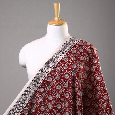 Red - natural dyed cotton hand bagh fabric 01 - handcrafted